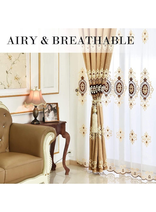 VOGOL Customized Simple Chenille Jacquard Sheer Window Elegance CurtainsDrapesPanelsTreatments for Bedroom Living Room 54 x 96 Top Grommets2 Panels - Image 4