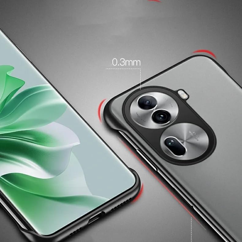 REALCASE Oppo Reno 11 Pro 5G Back Cover Case | Stylish Frameless Matte Hard Back Skin | Soft TPU Shock Proof Bumper Back Cover Case for Reno 11 Pro 5G (Black) - Image 4