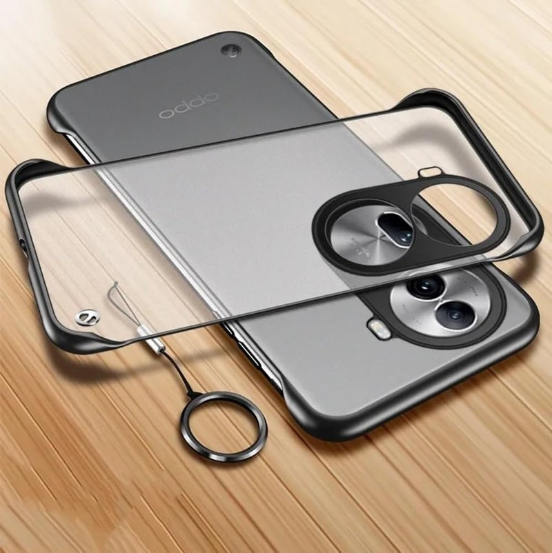REALCASE Oppo Reno 11 Pro 5G Back Cover Case | Stylish Frameless Matte Hard Back Skin | Soft TPU Shock Proof Bumper Back Cover Case for Reno 11 Pro 5G (Black) - Image 1