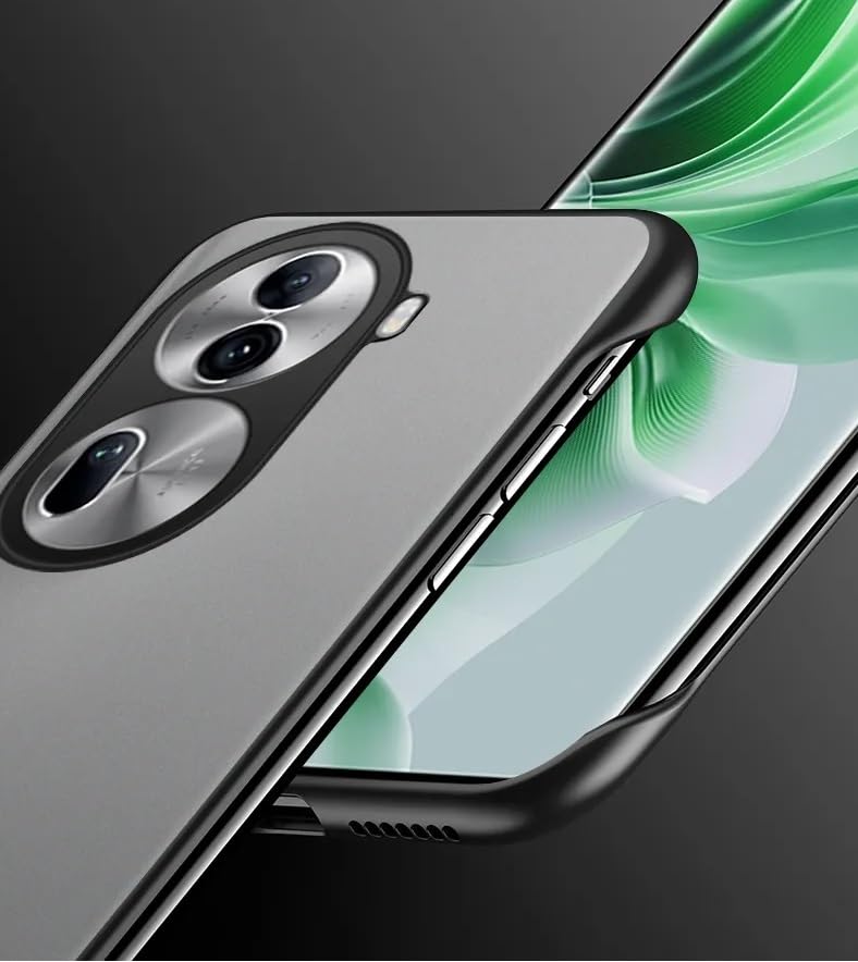 REALCASE Oppo Reno 11 Pro 5G Back Cover Case | Stylish Frameless Matte Hard Back Skin | Soft TPU Shock Proof Bumper Back Cover Case for Reno 11 Pro 5G (Black) - Image 5