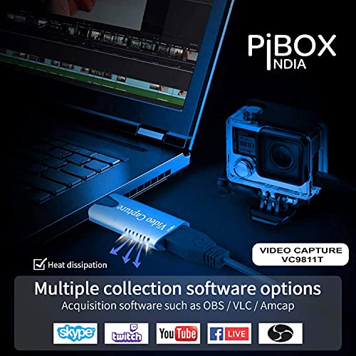 pibox India Video Capture Card, PiBOX India Braided Tough, 4K HDMI to USB 3.0 Game Capture Device Aluminium Windows Android Mac,HD 1080P 60fps Audio Video Card Live Streaming Gaming, Teaching Broadcasting Gray - Image 5