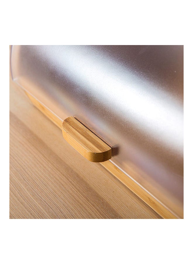 Aaron Bamboo Bread Box With Frosted Clear Ps Cover Natural Bamboo And Polypropylene Plastic Simple Food Container Modern Houseware Storage L 39x25 X H 19cm
