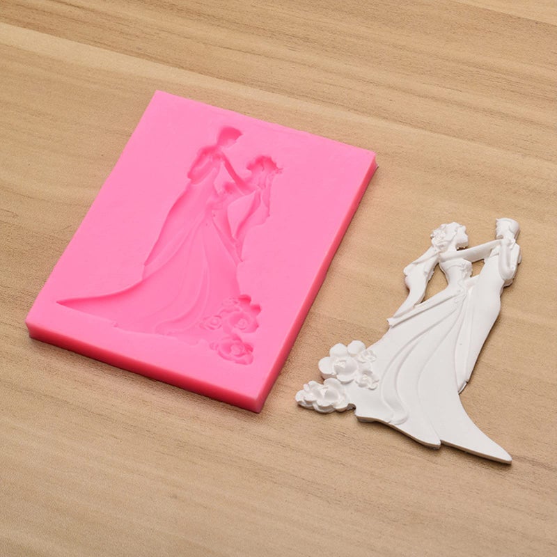 Anktily 3Pcs Bride and Groom Fondant Mold Wedding Dress Tuxedo Silicone Mold for Wedding Party Cake Decorating Cupcake Topper Chocolate Candy Polymer Clay Resin Epoxy Mold - Image 5