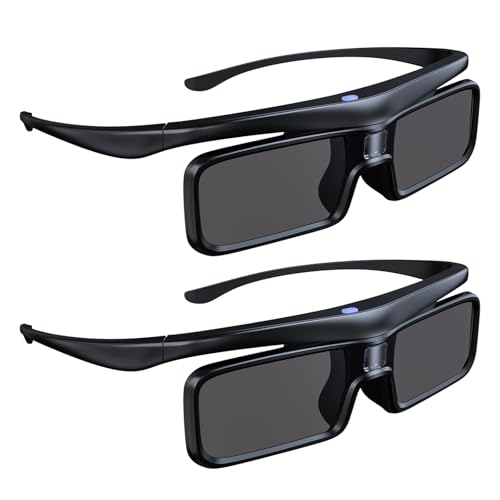 NexiGo DLP Link 3D Glasses Rechargeable 3D Active Shutter Glasses compatible Aurora Pro TriVision Ultra Nova Mini Black 2Pack - Image 1