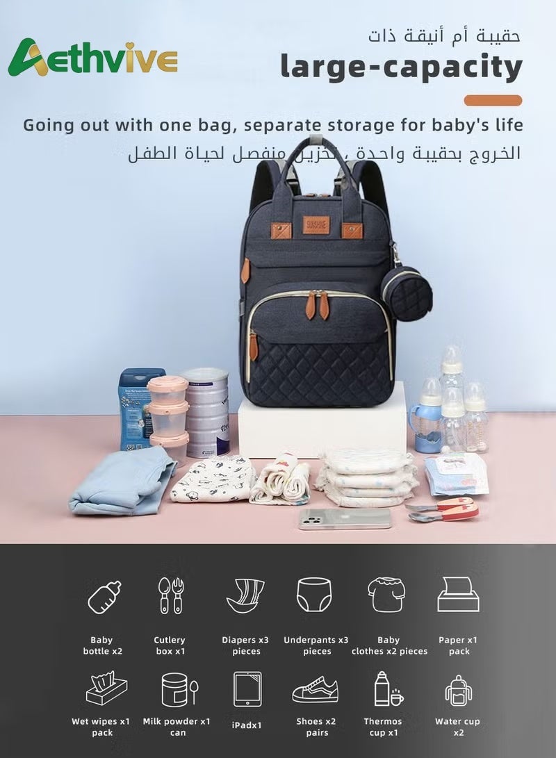 Aethvive Baby Diaper Bag Backpack, Multifunction Diapers Changing Station for Boys Girls Outdoor and Travel, Infant Shower Gifts, Large Capacity, 900d Oxford, USB Port - Image 2