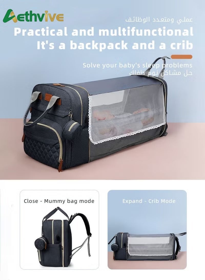Aethvive Baby Diaper Bag Backpack, Multifunction Diapers Changing Station for Boys Girls Outdoor and Travel, Infant Shower Gifts, Large Capacity, 900d Oxford, USB Port - Image 3