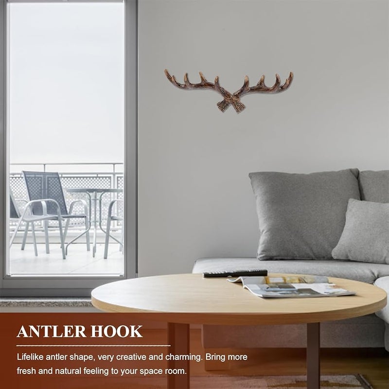 Vintage Antler Design Wall Hook Organizer For Keys Coats Hats Home Office - Image 4