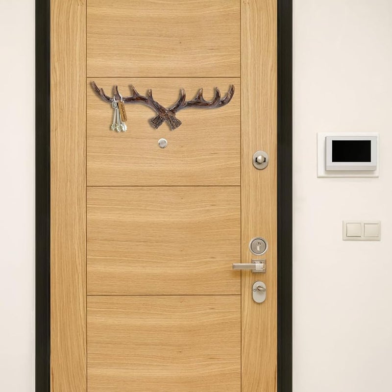 Vintage Antler Design Wall Hook Organizer For Keys Coats Hats Home Office - Image 3