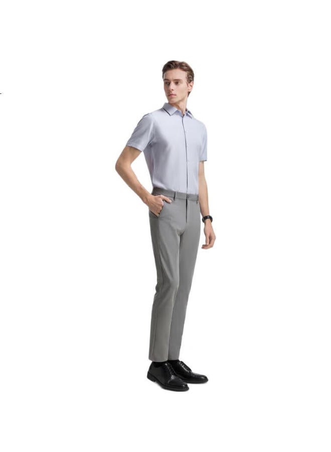 YOUNGOR Men'S Shirt Summer Youth Men'S Business Casual High-End Short Sleeve Shirt Light Grey Solid Color 43 - Image 3