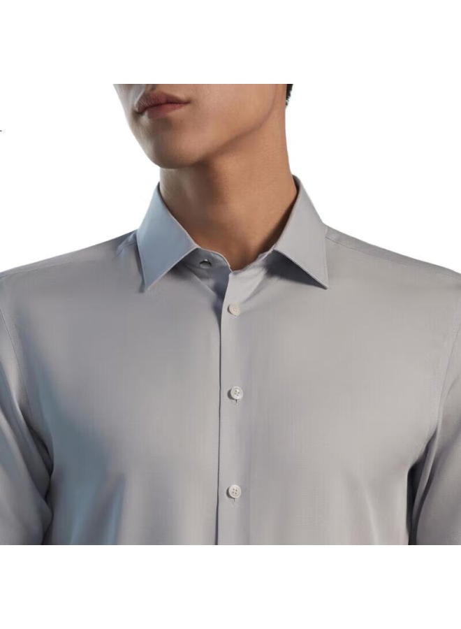 YOUNGOR Men'S Shirt Summer Youth Men'S Business Casual High-End Short Sleeve Shirt Light Grey Solid Color 43 - Image 2