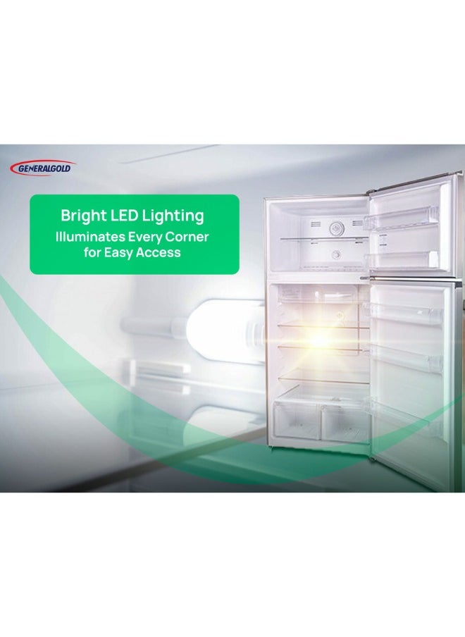 General Gold Double Door Refrigerator, Energy Efficient, Defrost System, LED Light, Sleek Inox Finish