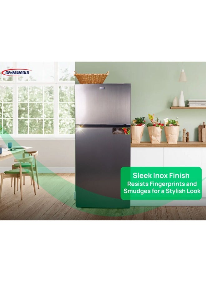 General Gold Double Door Refrigerator, Energy Efficient, Defrost System, LED Light, Sleek Inox Finish