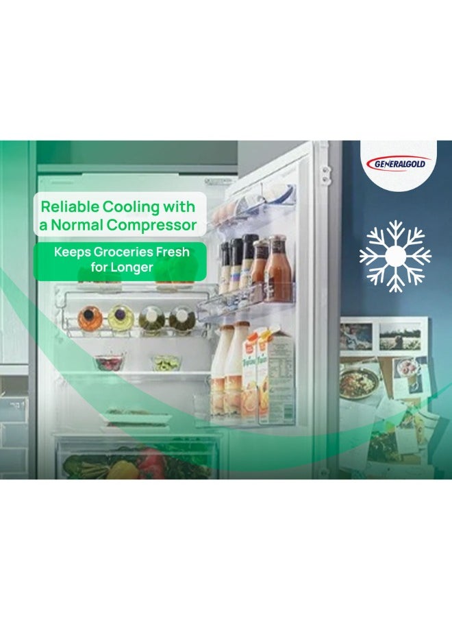 General Gold Double Door Refrigerator, Energy Efficient, Defrost System, LED Light, Sleek Inox Finish