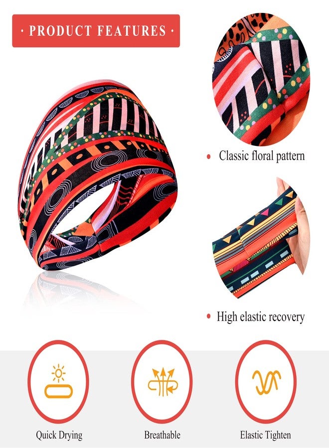 كاريد أربطة رأس أفريقية عريضة للنساء من كاريدي، أربطة رأس بوهيمية على شكل عمامة، أربطة شعر رياضية كبيرة الحجم قابلة للتمدد وغير قابلة للانزلاق، عبوة من 8 قطع - Image 3
