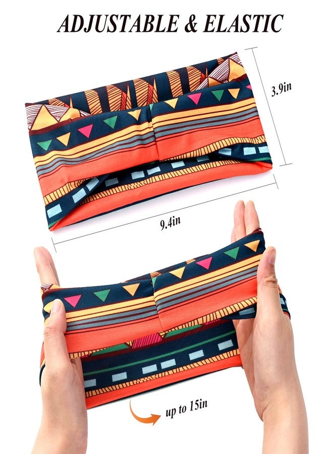 كاريد أربطة رأس أفريقية عريضة للنساء من كاريدي، أربطة رأس بوهيمية على شكل عمامة، أربطة شعر رياضية كبيرة الحجم قابلة للتمدد وغير قابلة للانزلاق، عبوة من 8 قطع - Image 2
