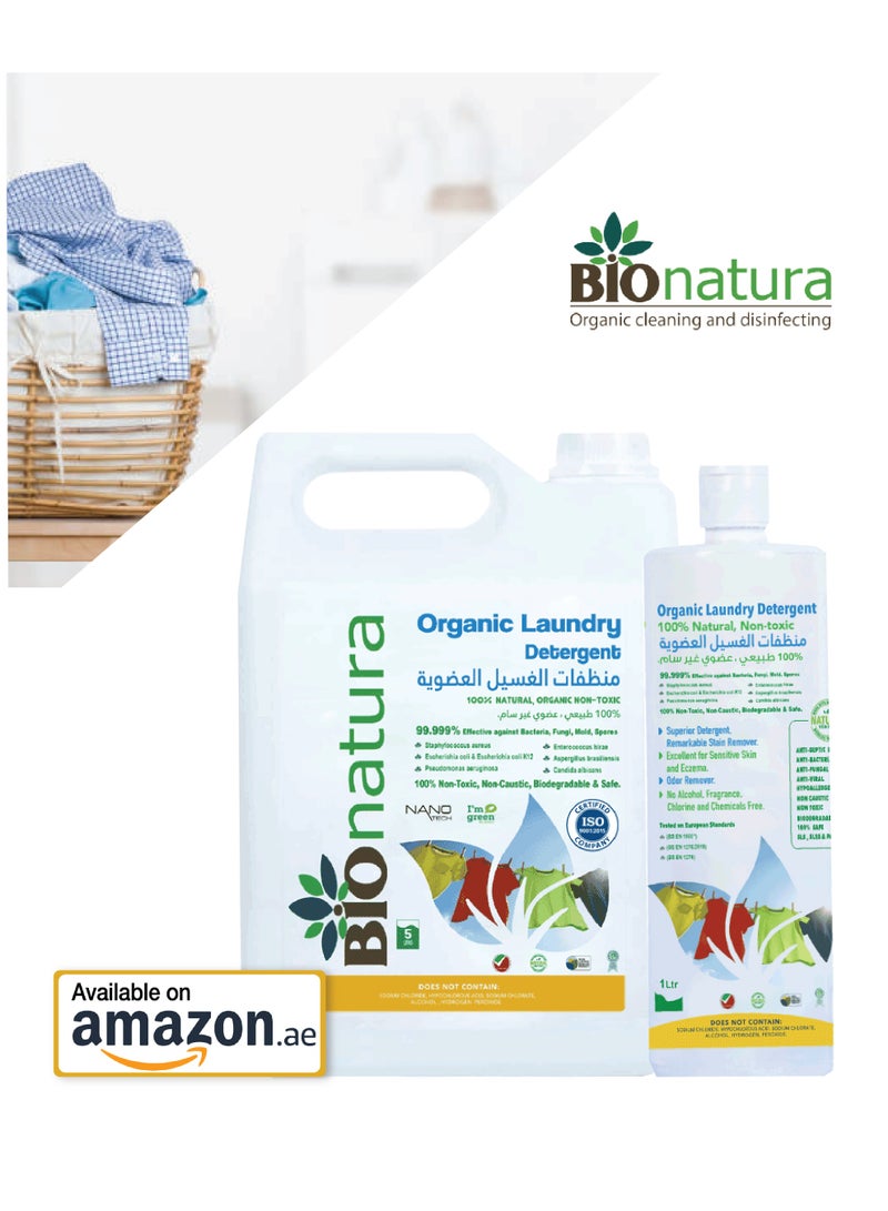BIONATURA Organic Laundry Detergent – 5L (100 ml/Load) – Plant-Based, Non-Toxic, Eco-Friendly Liquid Detergent – Deep Cleaning, Soft on Fabrics – Safe for Babies, Sensitive Skin & All Washing Machines - Image 4