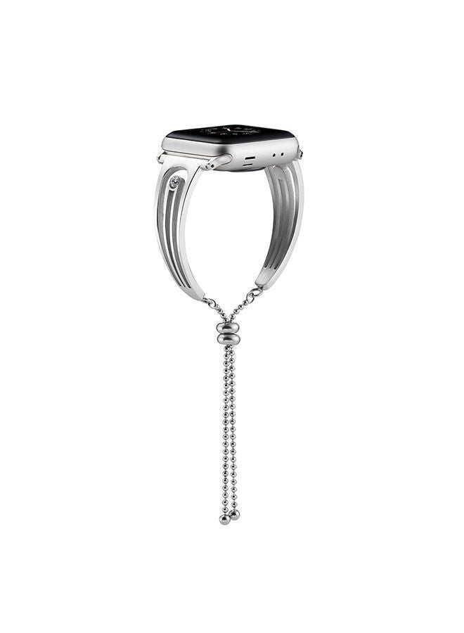 NIBEMINENT Stainless Steel Digital Watch Band For Apple 3/2/1 Generation 38Mm Universal Diamond Bracelet Strap Silver - Image 3