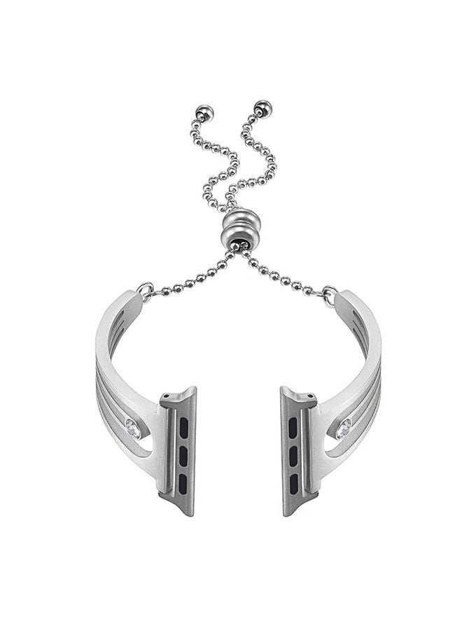 NIBEMINENT Stainless Steel Digital Watch Band For Apple 3/2/1 Generation 38Mm Universal Diamond Bracelet Strap Silver - Image 2