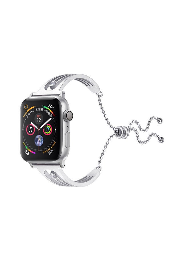 NIBEMINENT Stainless Steel Digital Watch Band For Apple 3/2/1 Generation 38Mm Universal Diamond Bracelet Strap Silver - Image 4