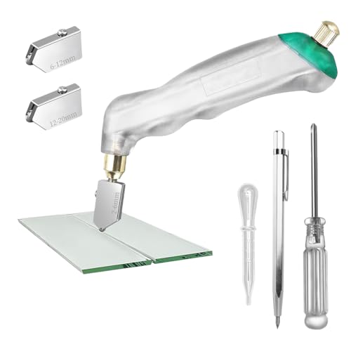 Serplex® 6PCS Glass Cutter Pistol Grip (2mm-20mm), Ergonomic Handle Tungsten Carbide Glass Cutting Tool with Built-In Oil Reservoir for Cutting Glass Tiles Mirror Mosaic Window - Multicolor - Image 1