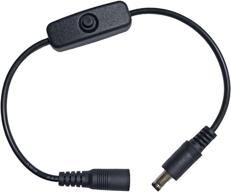كابل تمديد طاقة DC5521 مع مفتاح تحويل 5.5x2.1mm لأضواء الشرائط ال LED وكاميرات المراقبة - Image 1