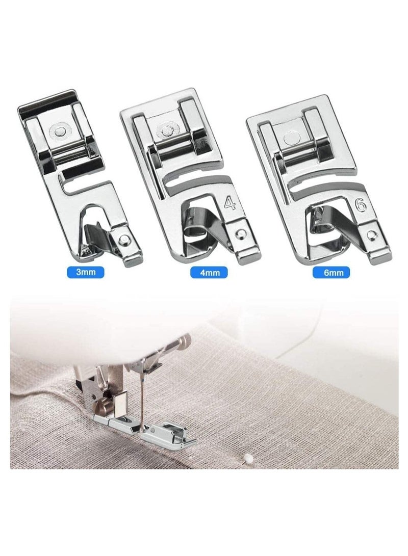 NIBEMINENT 6 Sewing Machine Presser Kit 3 Narrow Rolled Hem Foot Pressure Hemmer Set for Household  - Image 4