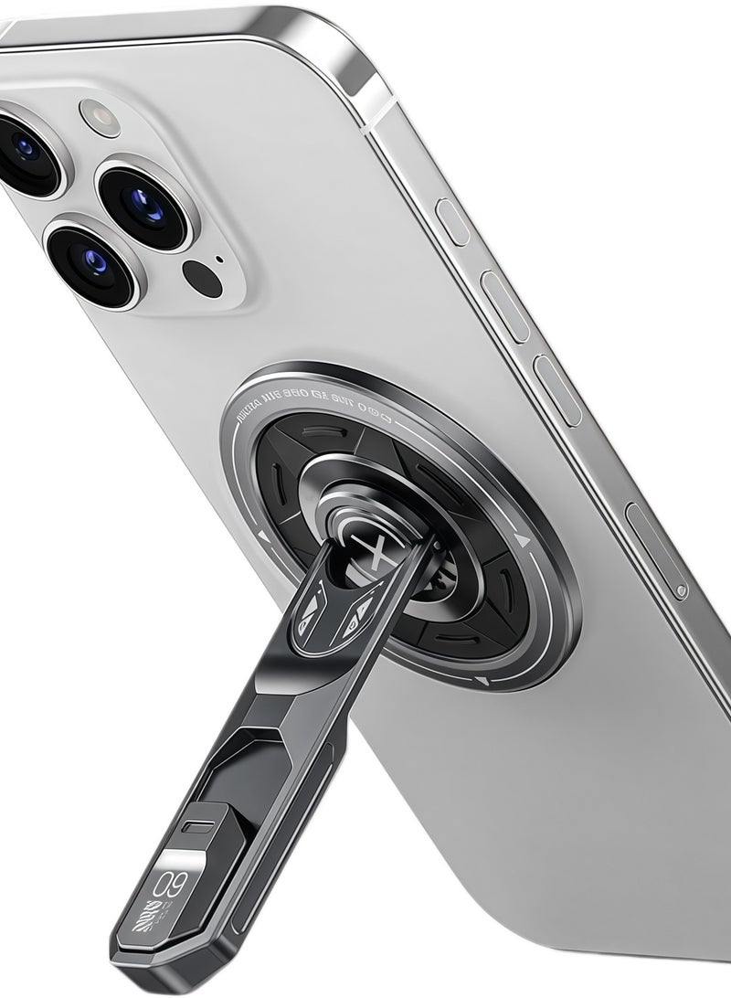 الحامل المغناطيسي للهواتف، قابل للدوران 360 درجة وقابل للطي، متوافق مع MagSafe، مصنوع من سبائك الألومنيوم، محمول، للايفون والأندرويد، للاستخدام المكتبي واليدوي والسفر - Image 1