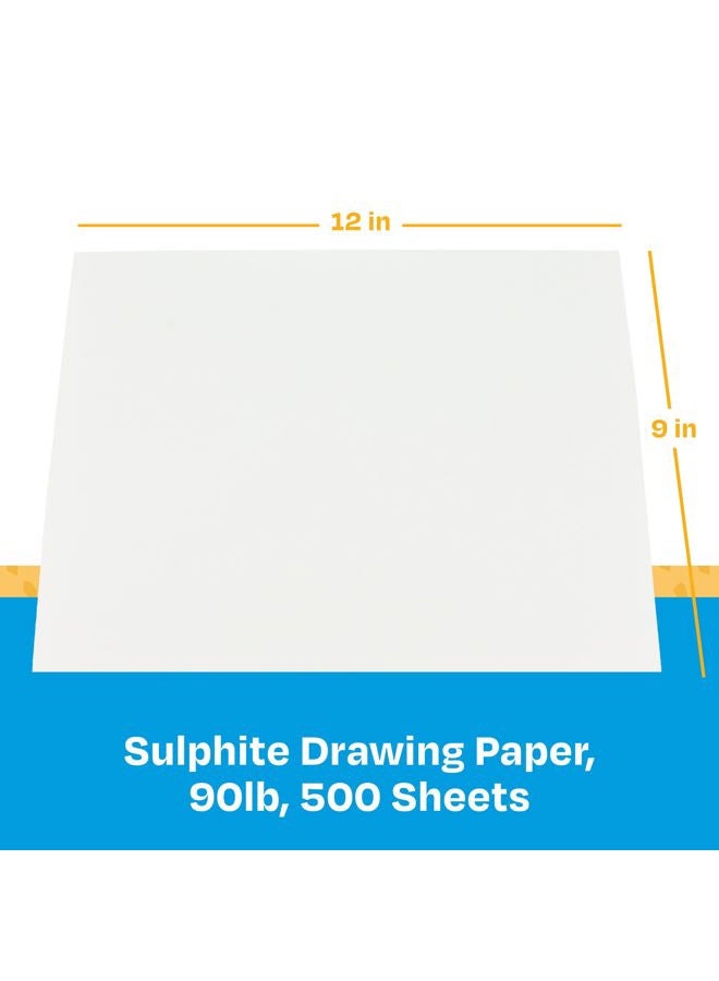 Sax Sulphite Drawing Paper, 90 lb, 9 x 12 Inches, Extra-White, Pack of 500-206321 - Image 3