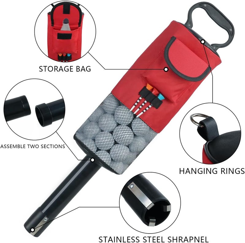 HOW TRUE Golf Ball Retriever, Portable Shag Bag Golf Ball Pick Up with Removable Plastic Tube, Pocket Shagger Storage - Image 3