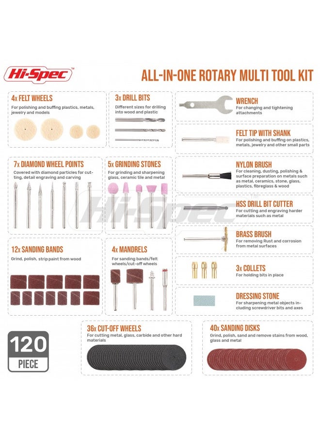 Hi-Spec Rotary Tool Kit Set 170W 1.4A With 121 Piece Dremel Compatible Bit Accessories. Drill, Cut, Trim, Grind And Sand In Diy Repairs, Hobbies And Craftwork - pzsku/Z1401D649D851AA58401DZ/45/_/1726644961/7061a545-a3fe-44c2-9548-a23edbd708f6