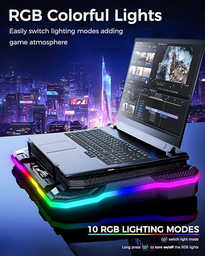 AICHESON Gaming Laptop Cooler Cooling Pad, Ultra Cooling with 10°C-35°C Temperature Drop, RGB Turbo Fan Stand Base for 14-19 inch Computer Laptops - Image 2