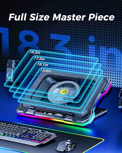 AICHESON Gaming Laptop Cooler Cooling Pad, Ultra Cooling with 10°C-35°C Temperature Drop, RGB Turbo Fan Stand Base for 14-19 inch Computer Laptops - Image 4