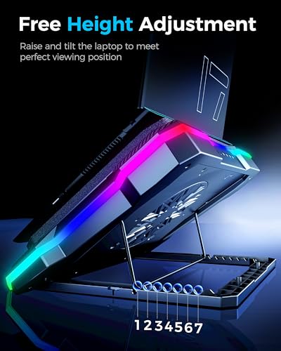 AICHESON Gaming Laptop Cooler Cooling Pad, Ultra Cooling with 10°C-35°C Temperature Drop, RGB Turbo Fan Stand Base for 14-19 inch Computer Laptops - Image 5