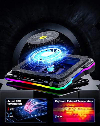 AICHESON Gaming Laptop Cooler Cooling Pad, Ultra Cooling with 10°C-35°C Temperature Drop, RGB Turbo Fan Stand Base for 14-19 inch Computer Laptops - Image 3