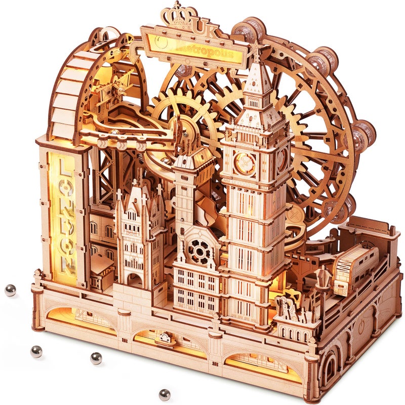 ROKR Marble Travel London 3D Wooden Puzzles for Adults Marble Run Kit Adults to Build 3D Wooden Puzzle with LED Unique Gift for Men Women - Image 3