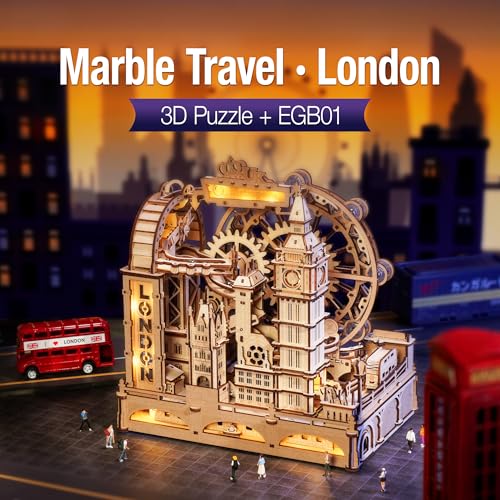 ROKR Marble Travel London 3D Wooden Puzzles for Adults Marble Run Kit Adults to Build 3D Wooden Puzzle with LED Unique Gift for Men Women - Image 5