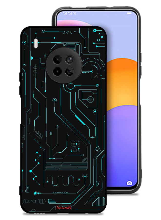 Tolwak غطاء حماية لهاتف Huawei Y9a دوائر فنية رقمية بسيطة شاشات متعددة  - Image 1