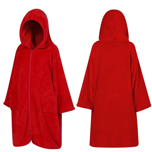 Suncube SUN CUBE Hooded Towel Robe for Kids, Zip Up Swim Parka Beach Cover Up for Girls, Surf Poncho for Boys Warm Changing Bath Towel for Pool with Zipper Hood 7-10, Red - Image 2