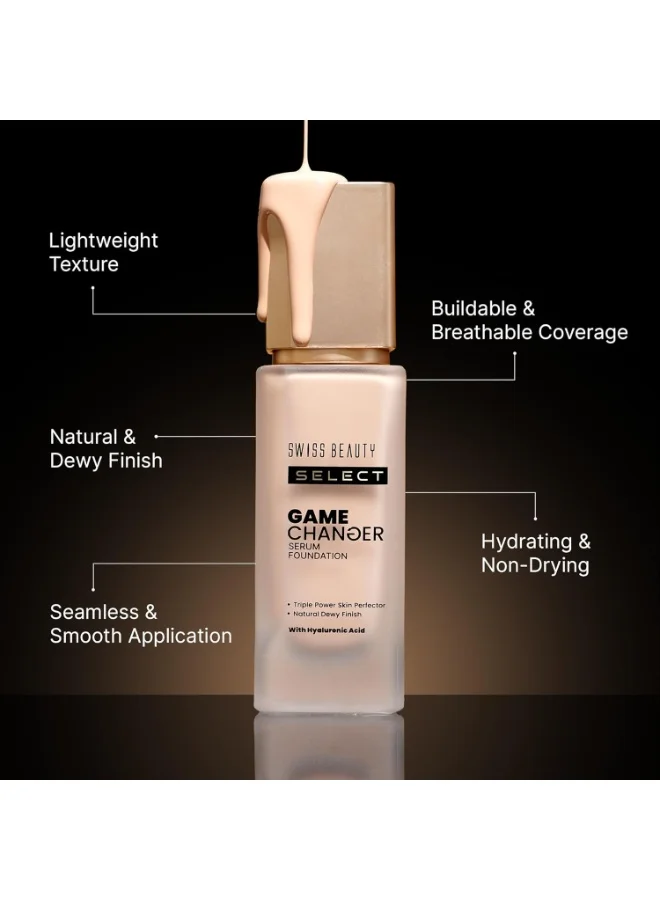 Swiss Beauty Swiss Beauty Select Game Changer Serum Lightweight Foundation | With Natural and Dewy finish | Shade- Nude Creme, 30gm