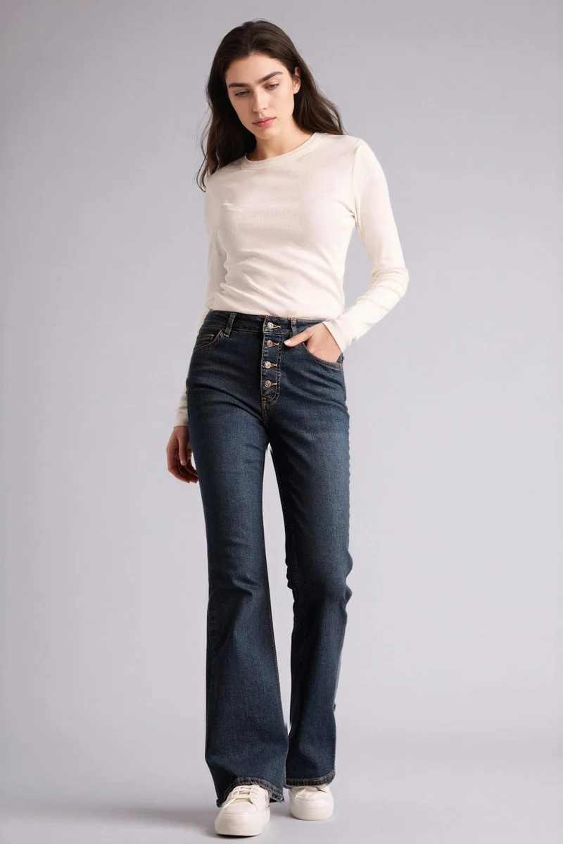 DeFacto Mia Flare Fit Washed Jeans