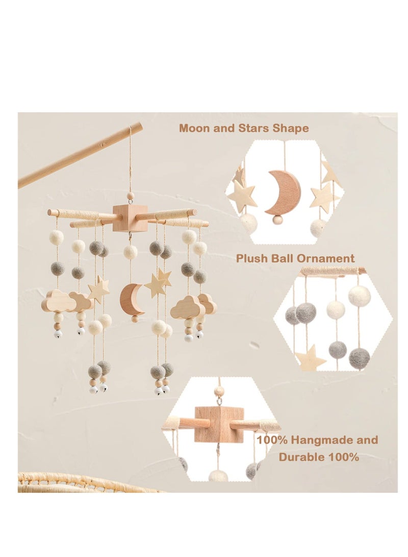 Baby Mobile for Crib | Nursery Star Moon Boys and Girls Boho Decor Shower Set Infant Bedroom Hanging Decoration - Image 2