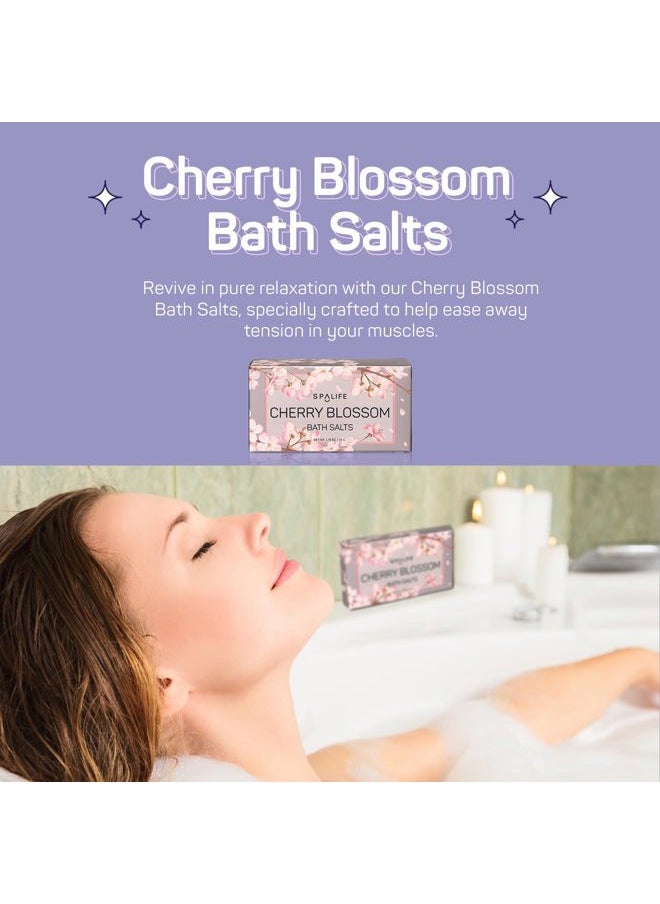 SpaLife - Cherry Blossoms Gift Set - 5-Piece Bath and Shower Caddie, Bubble Bath, Shower Gel, Bath Salts, Body Lotion, Relaxing Luxury at Home Spa Experience, Perfect Christmas Bath Gift for Women - Image 1