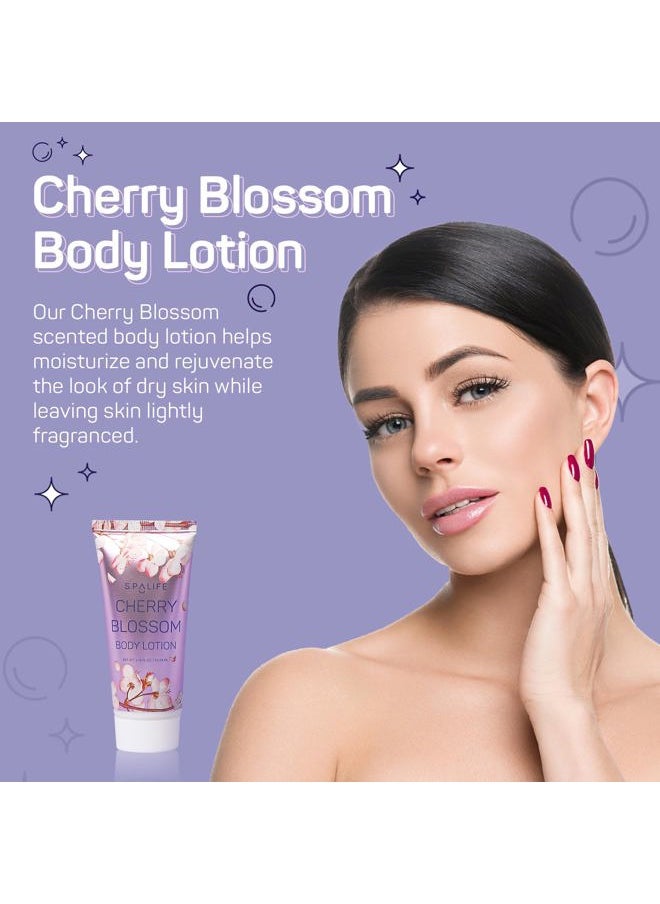 SpaLife - Cherry Blossoms Gift Set - 5-Piece Bath and Shower Caddie, Bubble Bath, Shower Gel, Bath Salts, Body Lotion, Relaxing Luxury at Home Spa Experience, Perfect Christmas Bath Gift for Women - Image 1