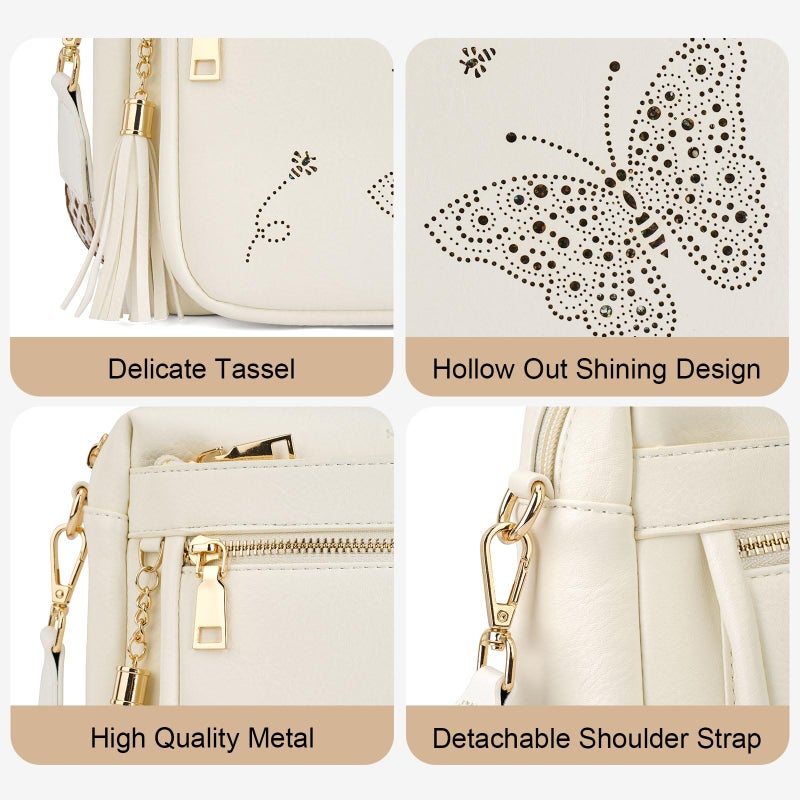 KITEVIUN Crossbody Bags for Women Trendy Leather Crossbody Purse Shoulder Handbags Butterfly Design - Image 5