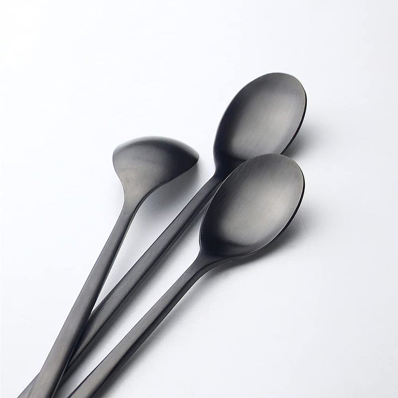 AOOSY Long Handle Spoon, Matte Black Coffee Stirrers, 9-inch Ice Tea Spoon, AOOSY Premium 18/10 Stainless Steel Iced Teaspoon Coffee Spoons for Milks Tea Mixing Cocktail Stirring Coffee, Set of 6 - Image 3