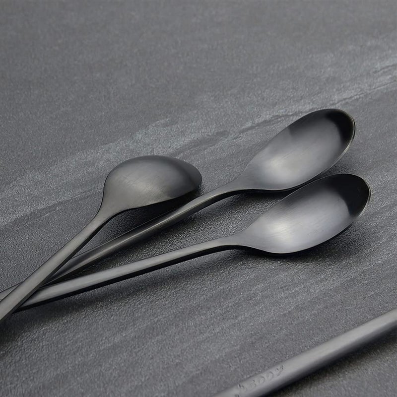 AOOSY Long Handle Spoon, Matte Black Coffee Stirrers, 9-inch Ice Tea Spoon, AOOSY Premium 18/10 Stainless Steel Iced Teaspoon Coffee Spoons for Milks Tea Mixing Cocktail Stirring Coffee, Set of 6 - Image 4