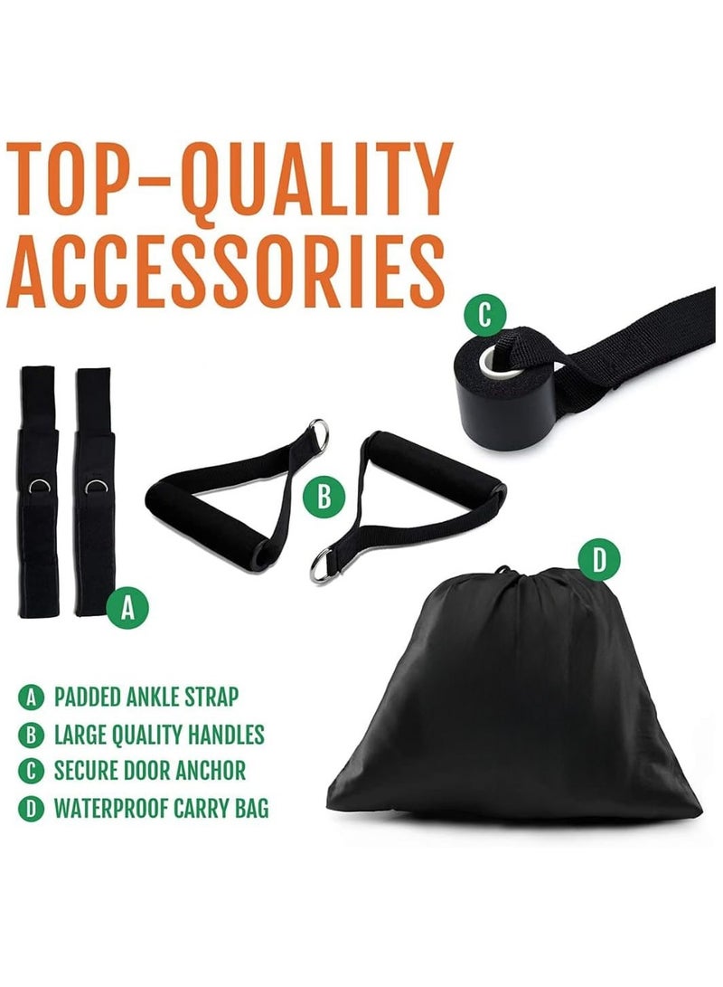 إي وورلد عدة تمارين مطاطية 150 رطل للرجال والنساء – مجموعة أنابيب مقاومة مع مقابض، خطاف للباب، أربطة للكاحل وعصا لتمارين القوة، اليوغا وتشكيل الجسم في المنزل - Image 3