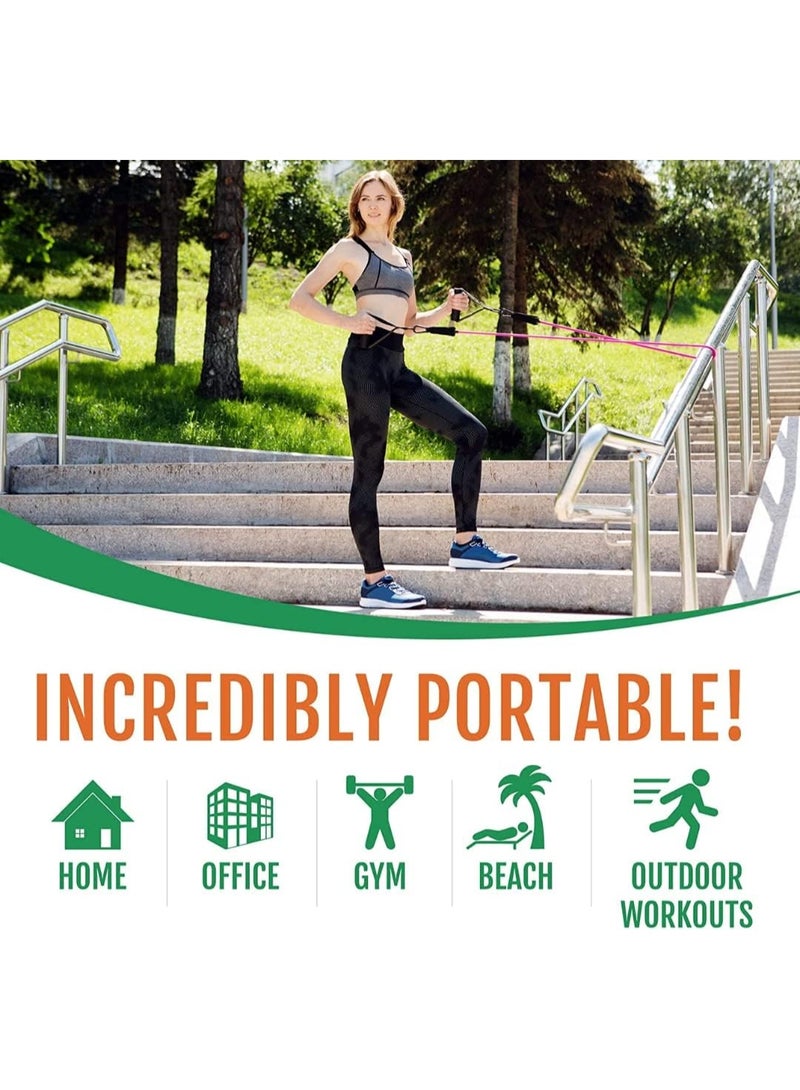 إي وورلد عدة تمارين مطاطية 150 رطل للرجال والنساء – مجموعة أنابيب مقاومة مع مقابض، خطاف للباب، أربطة للكاحل وعصا لتمارين القوة، اليوغا وتشكيل الجسم في المنزل - Image 5