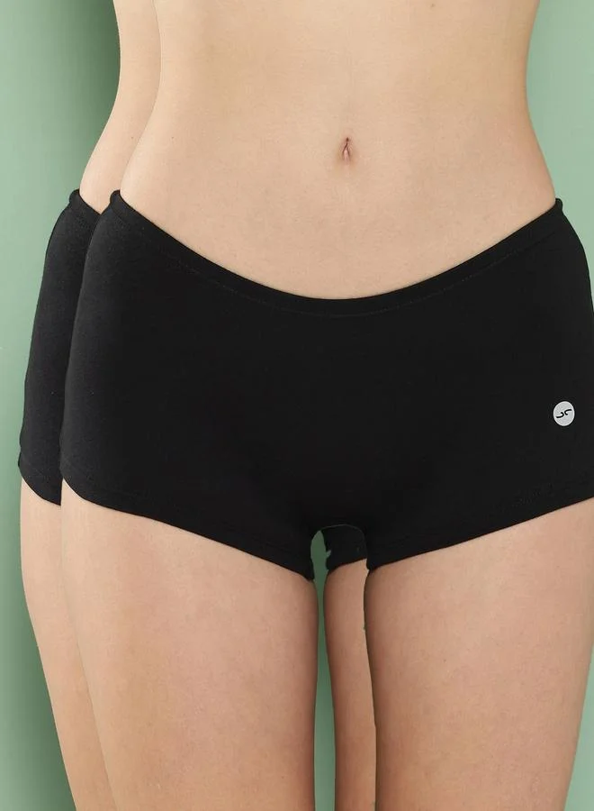 ليدينغ ليدي Leading Lady Pack of 2  - Solid Cotton Boyshorts