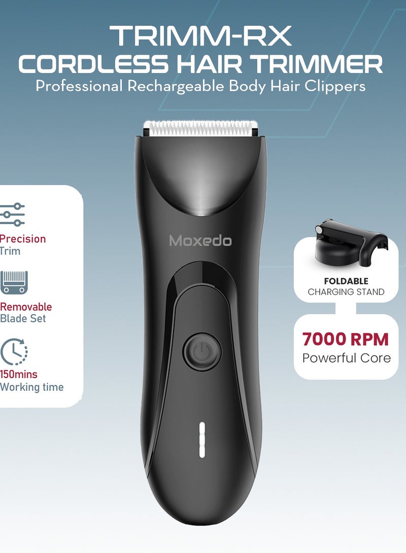 Moxedo Cordless Hair Trimmer Rechargeable Body Hair Clippers 7000 RPM Waterproof with LED Torch Light Foldable Charging Stand for Barbers and Home Use - Image 2